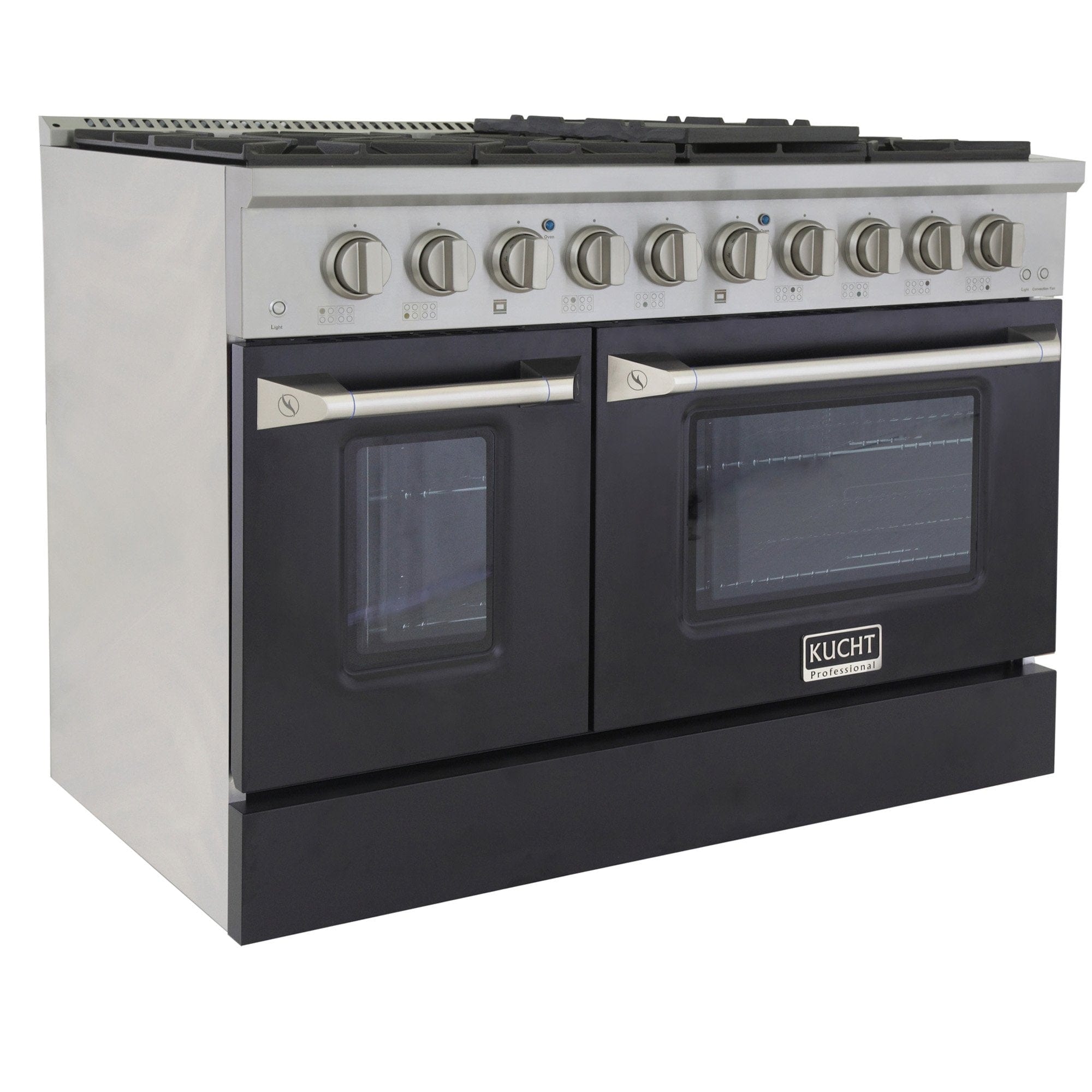 Kucht 48" Propane Range, Stainless Steel, Black Doors, KNG481/LP-K