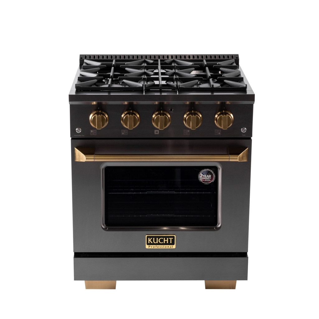 Kucht Gemstone Professional 30 in. 4.2 cu. ft. Natural Gas Range with Sealed Burners and Convection Oven in Titanium Stainless Steel KEG303