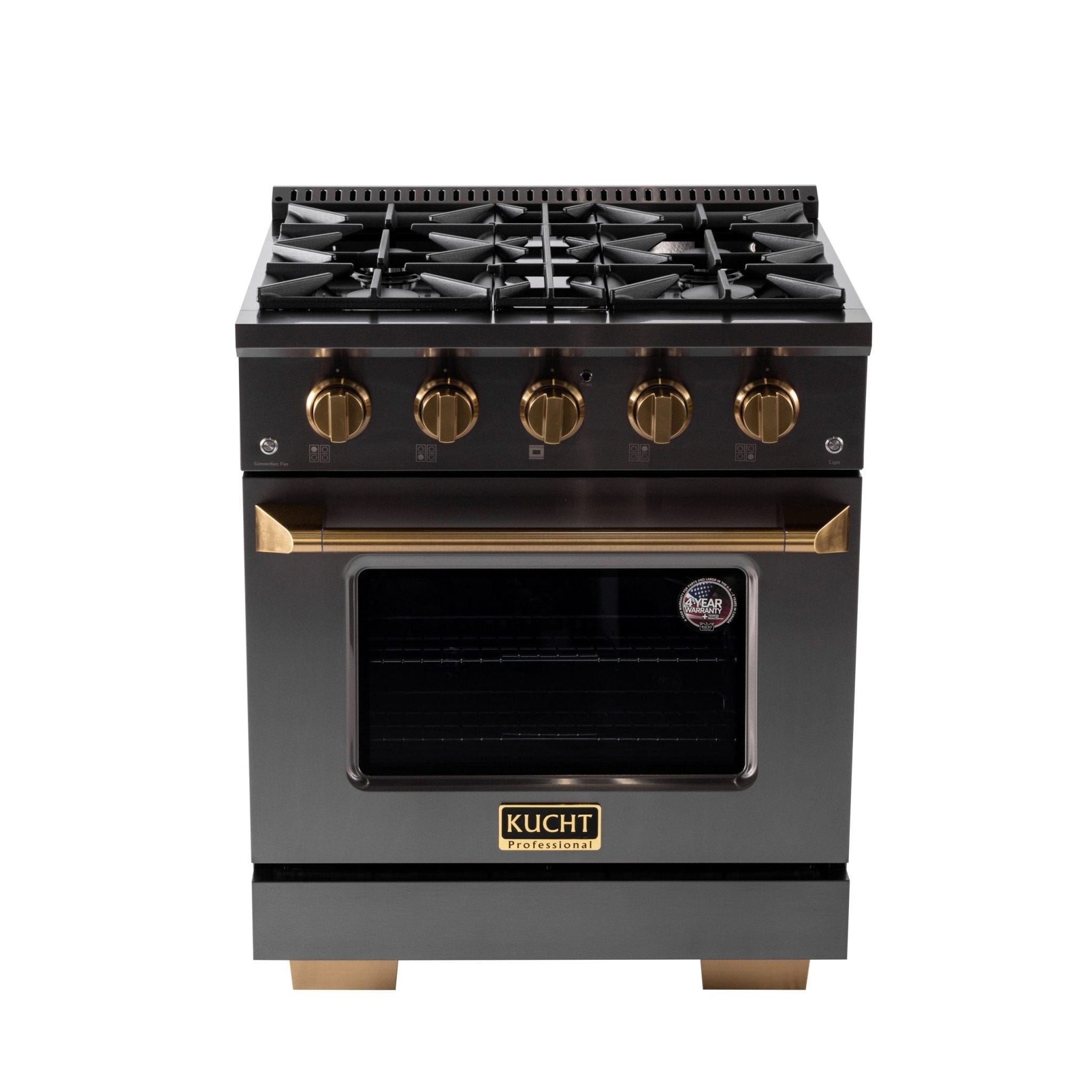 Kucht Gemstone Professional 30 in. 4.2 cu. ft. Natural Gas Range with Sealed Burners and Convection Oven in Titanium Stainless Steel KEG303
