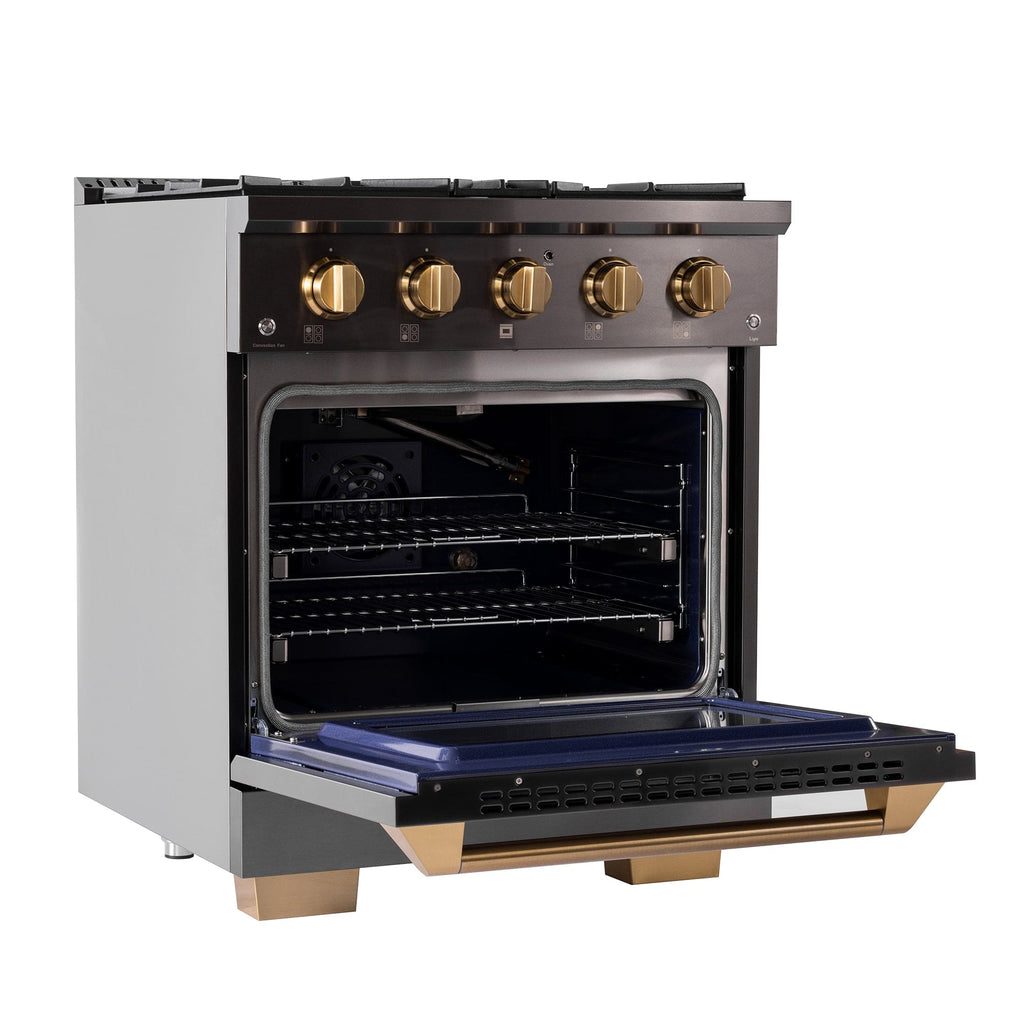 Kucht Gemstone Professional 30 in. 4.2 cu. ft. Natural Gas Range with Sealed Burners and Convection Oven in Titanium Stainless Steel KEG303