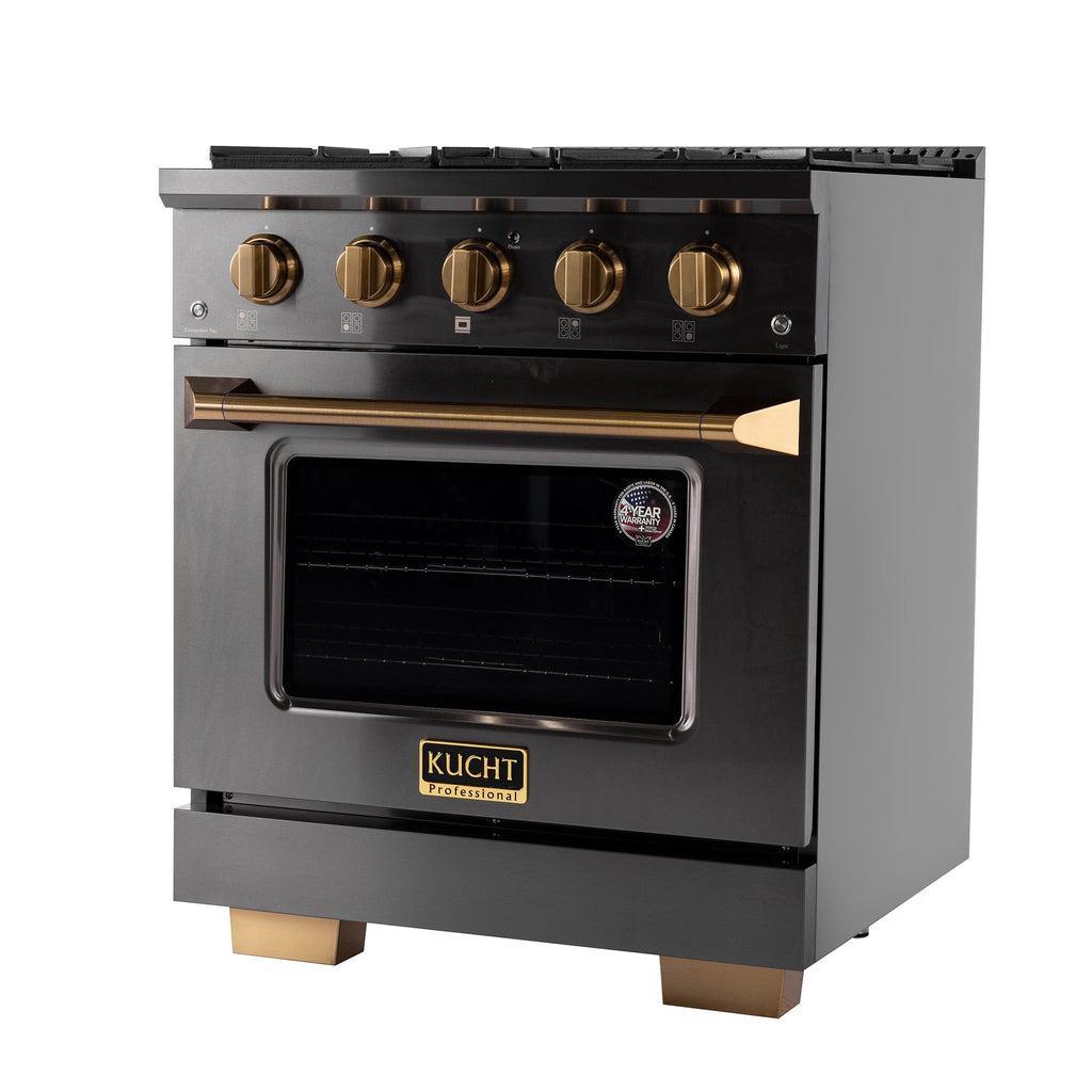 Kucht Gemstone Professional 30 in. 4.2 cu. ft. Natural Gas Range with Sealed Burners and Convection Oven in Titanium Stainless Steel KEG303