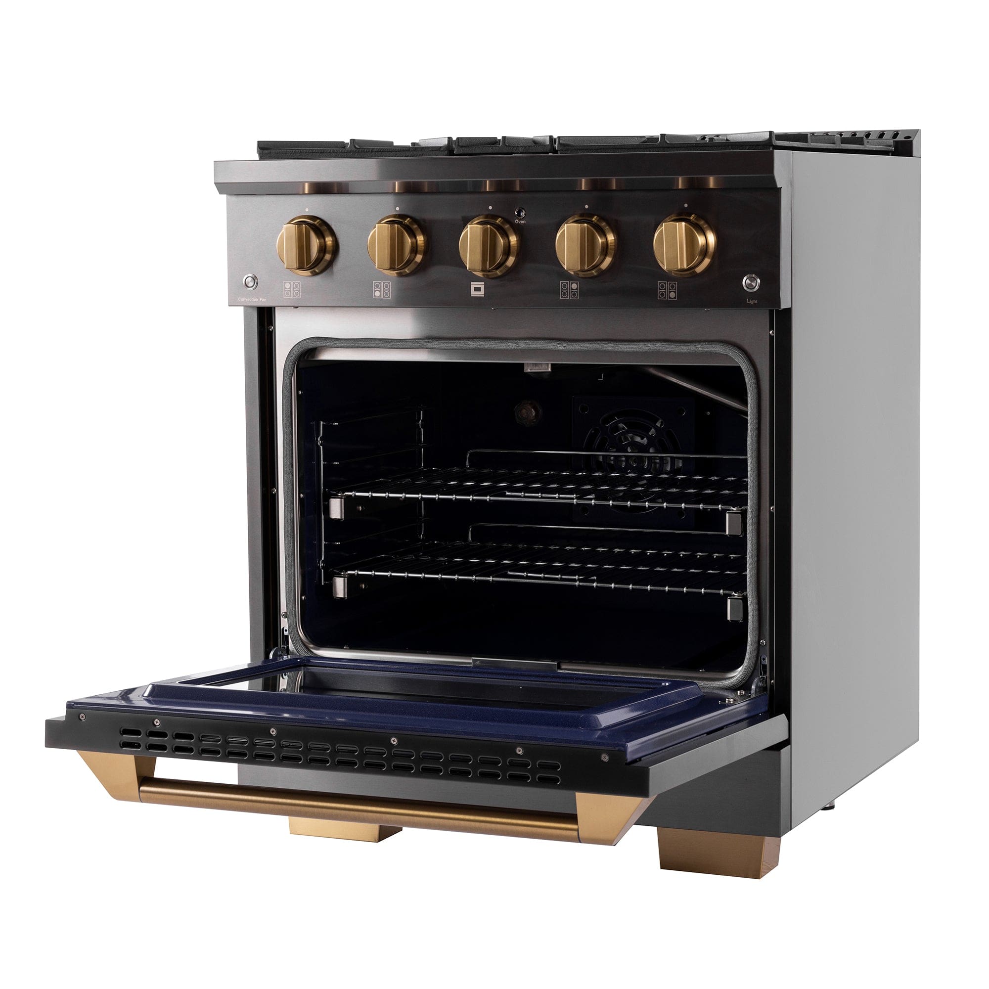 Kucht Gemstone Professional 30 in. 4.2 cu. ft. Propane Gas Range with Sealed Burners and Convection Oven in Titanium Stainless Steel KEG303/LP