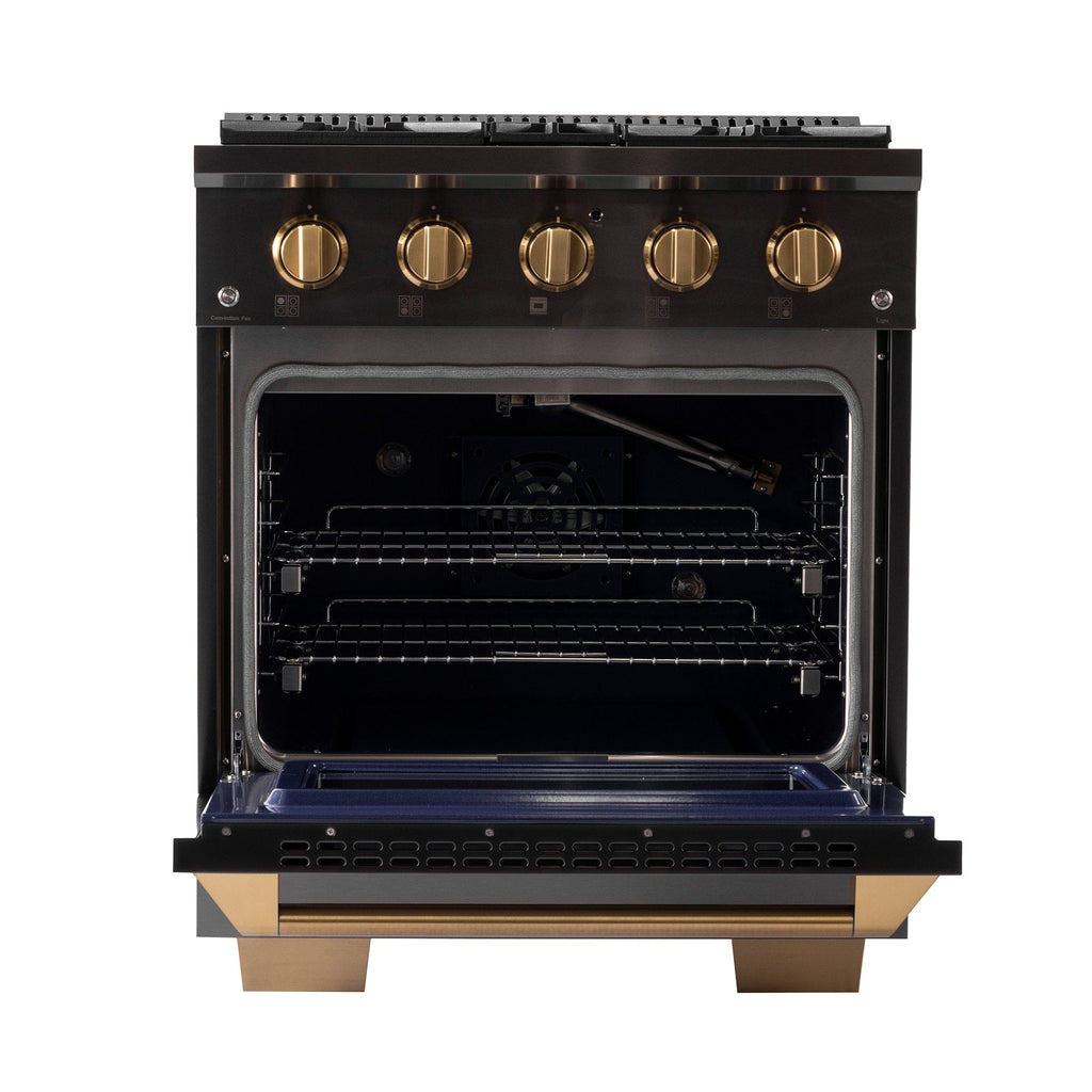 Kucht Gemstone Professional 30 in. 4.2 cu. ft. Propane Gas Range with Sealed Burners and Convection Oven in Titanium Stainless Steel KEG303/LP