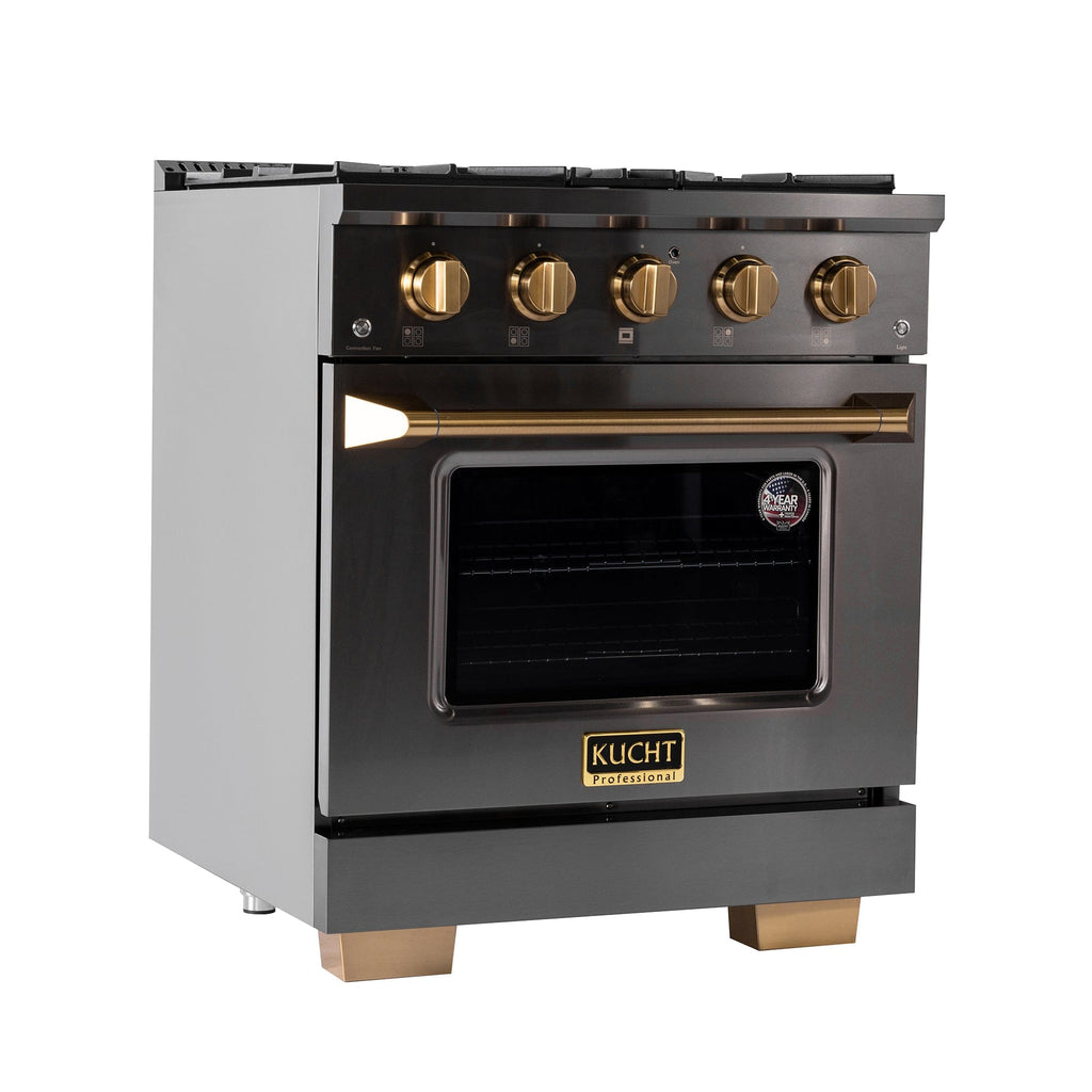 Kucht Gemstone Professional 30 in. 4.2 cu. ft. Propane Gas Range with Sealed Burners and Convection Oven in Titanium Stainless Steel KEG303/LP
