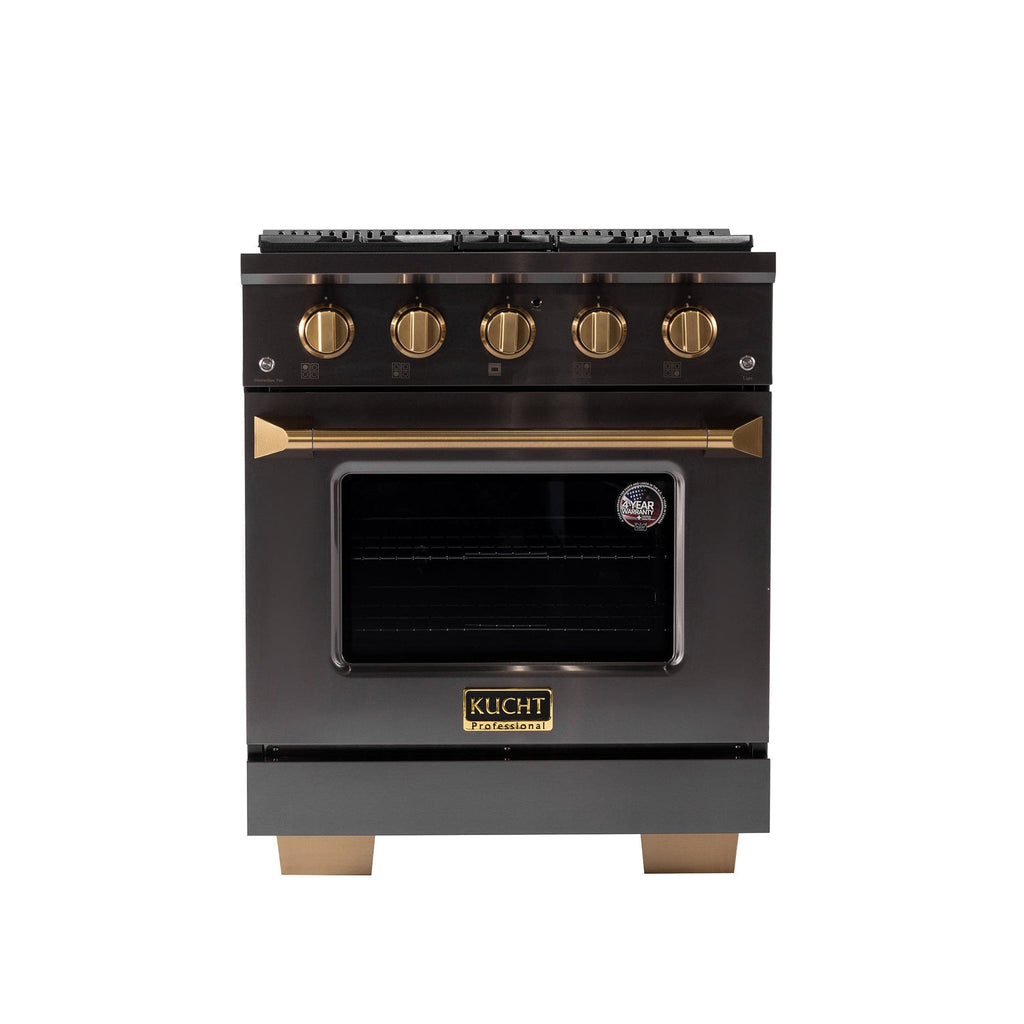 Kucht Gemstone Professional 30 in. 4.2 cu. ft. Propane Gas Range with Sealed Burners and Convection Oven in Titanium Stainless Steel KEG303/LP