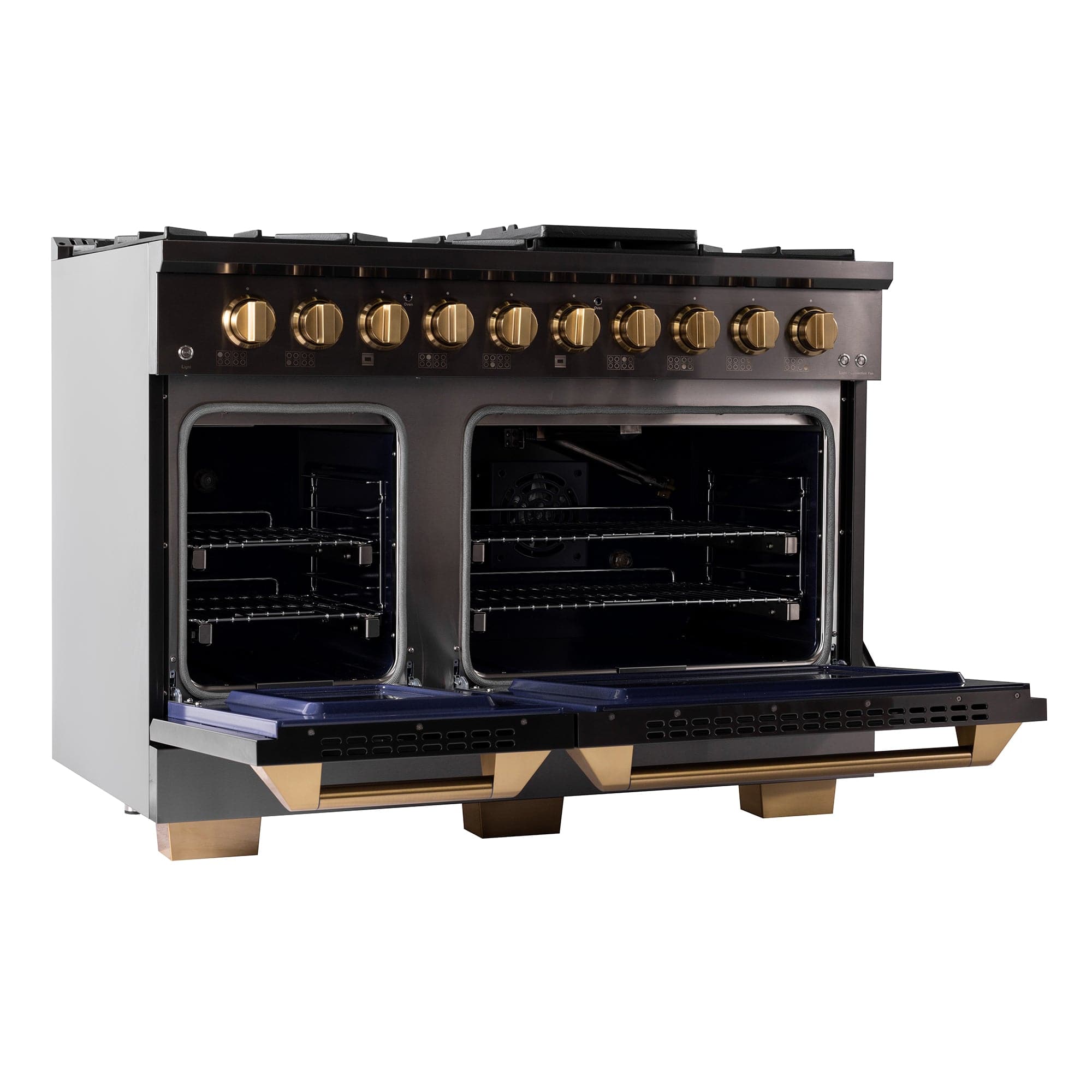 Kucht Gemstone Professional 48 in. 6.7 cu. ft. Natural Gas Range with Sealed Burners, Griddle/Grill and Two Ovens - One Convection - in Titanium Stainless Steel KEG483