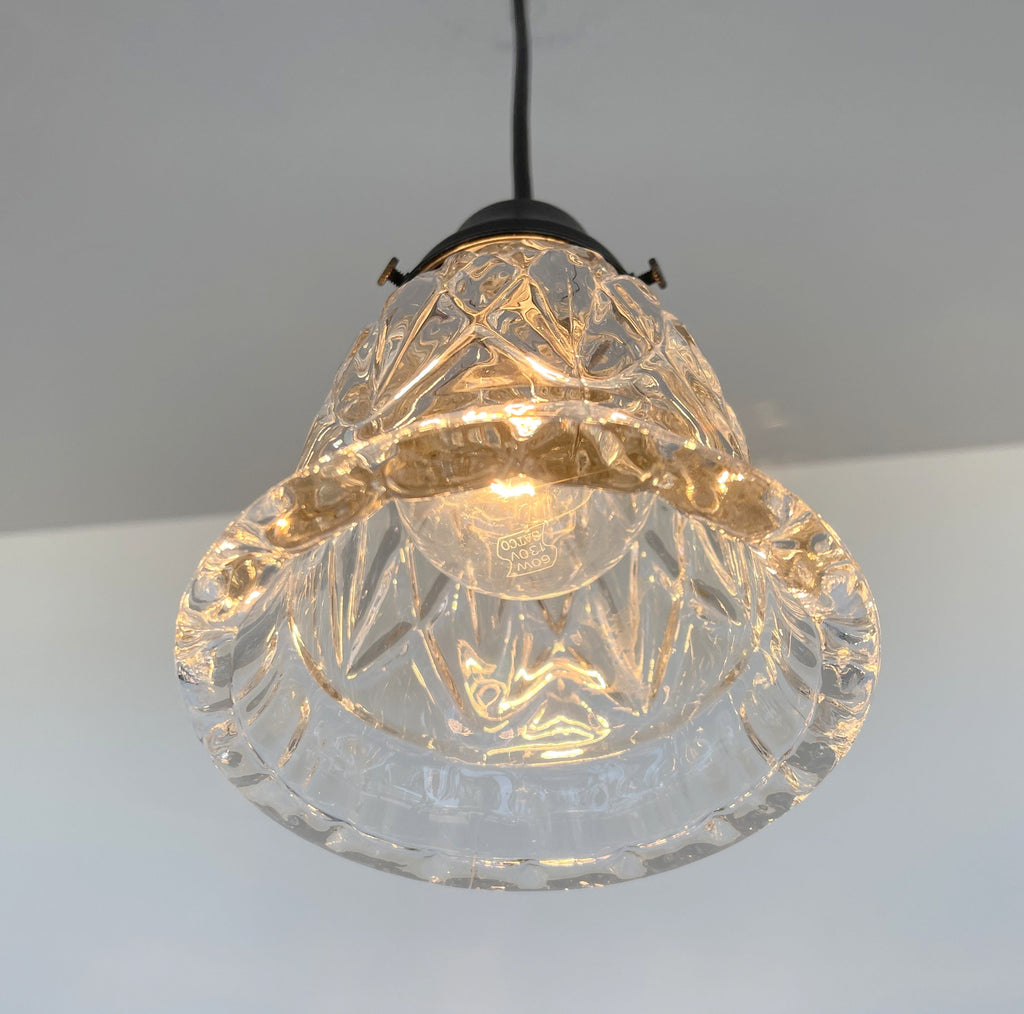Clear Pressed 1950's Glass Pendant Light