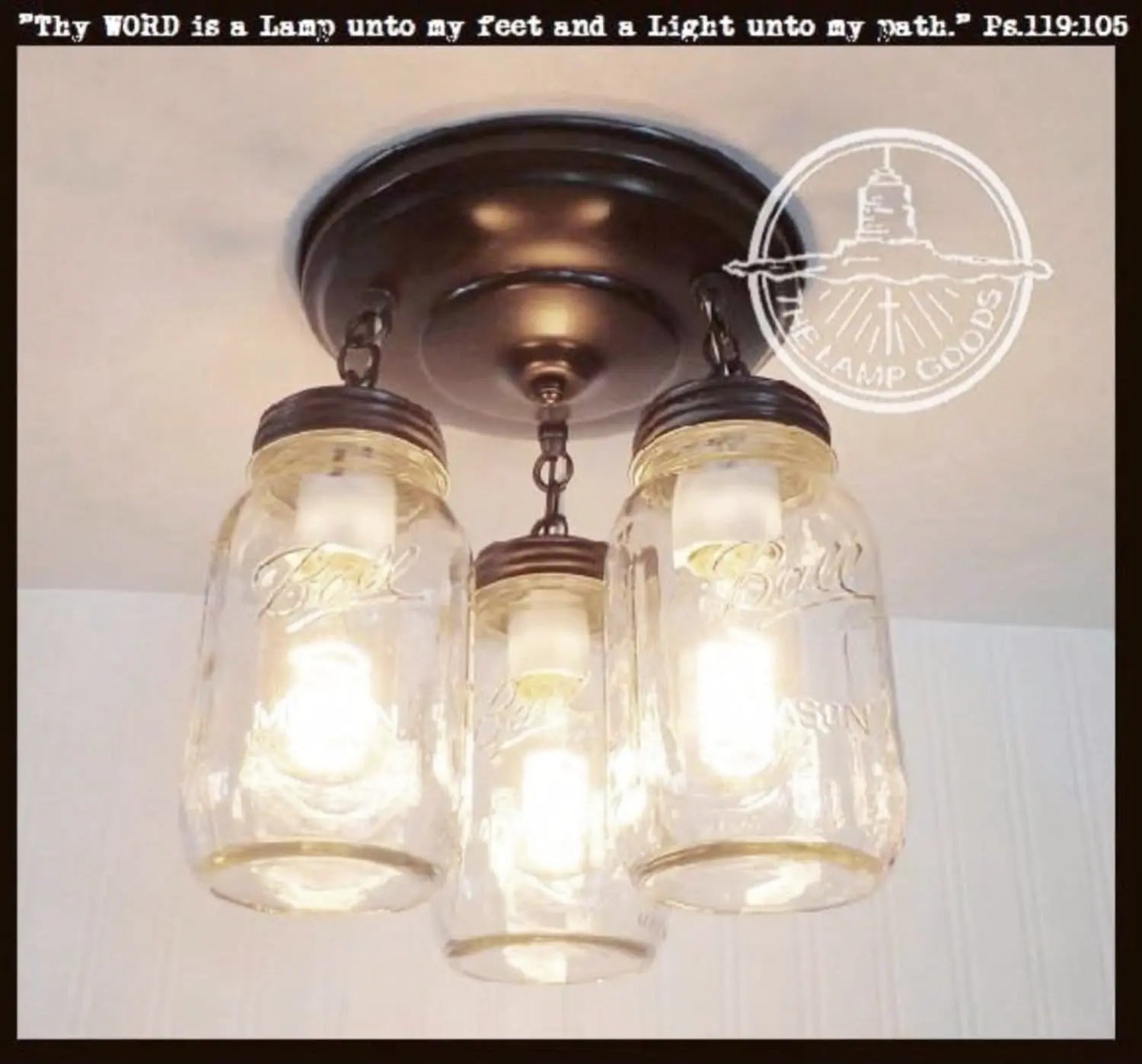 Mason Jar New Quart Chain Ceiling Trio | 9.5"W