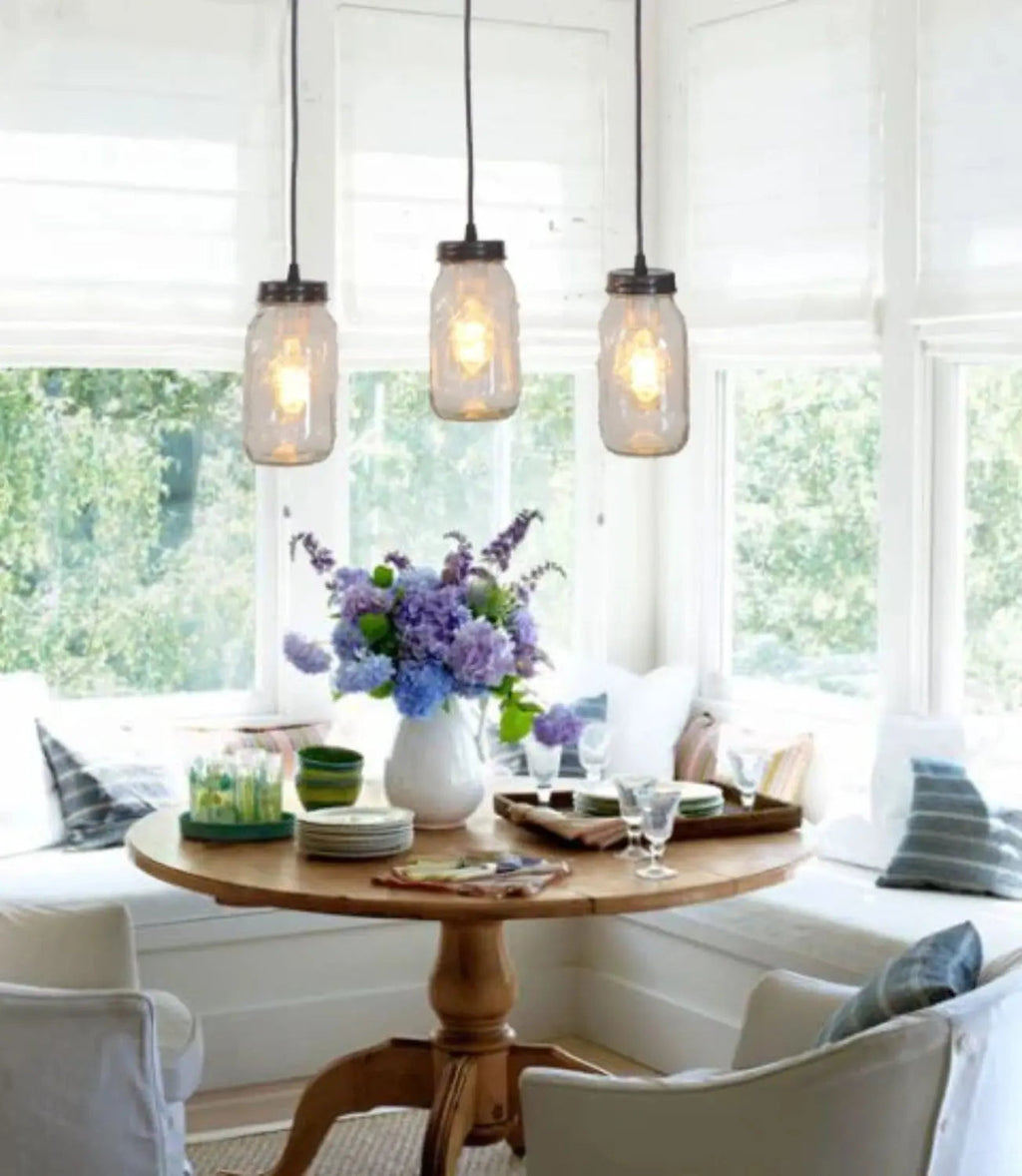 Mason Jar CHANDELIER Pendant Trio Rectangular with NEW Quart