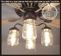 Vintage Mason Jar LIGHT KIT for Ceiling Fan