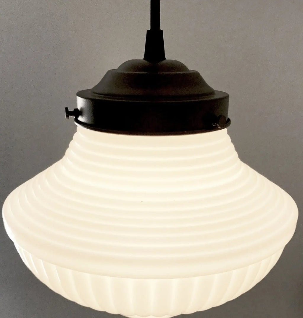 Vintage Traditional Milk Glass Pendant Light | 8.25"