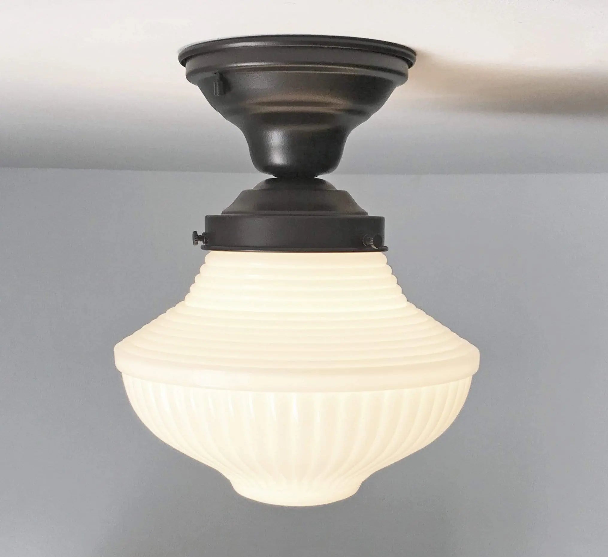 Traditional Milk Glass Semi-Flush Ceiling Light | 8.25"