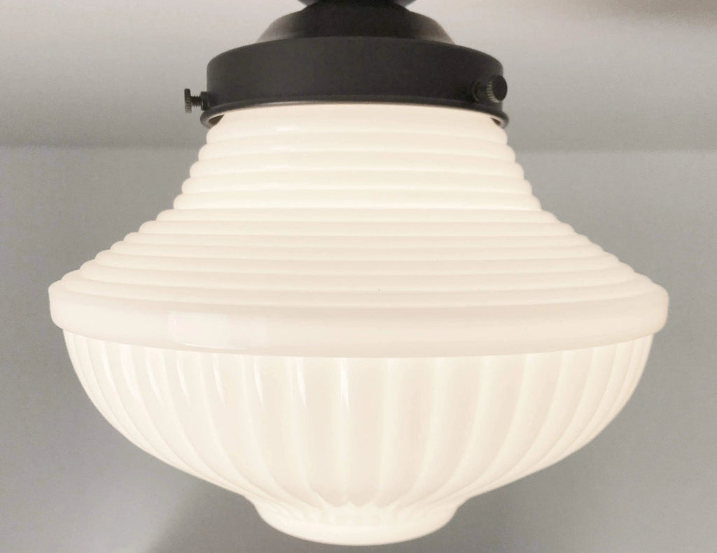 Traditional Milk Glass Semi-Flush Ceiling Light | 8.25"
