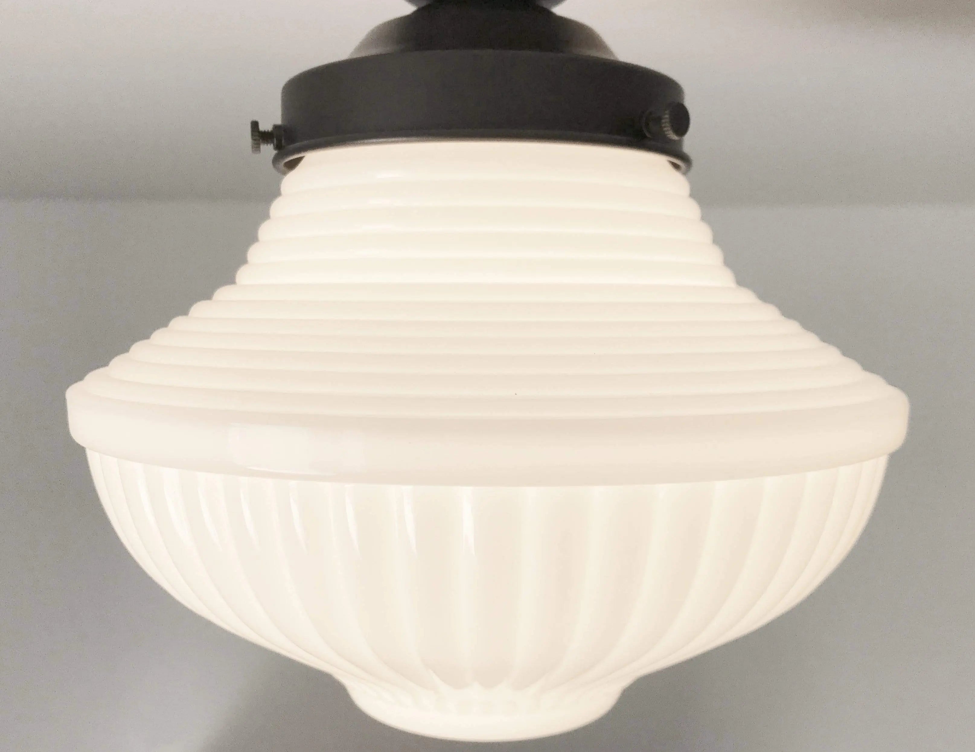 Traditional Milk Glass Semi-Flush Ceiling Light | 8.25"