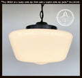 Large Antique Milk Glass Schoolhouse Pendant Light | 12"
