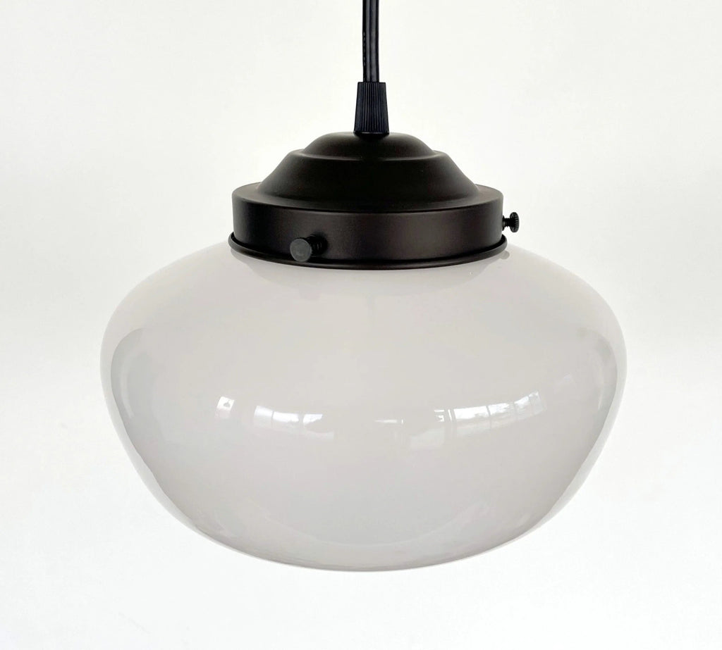 Modern Milk Glass Schoolhouse Pendant Light | 8"