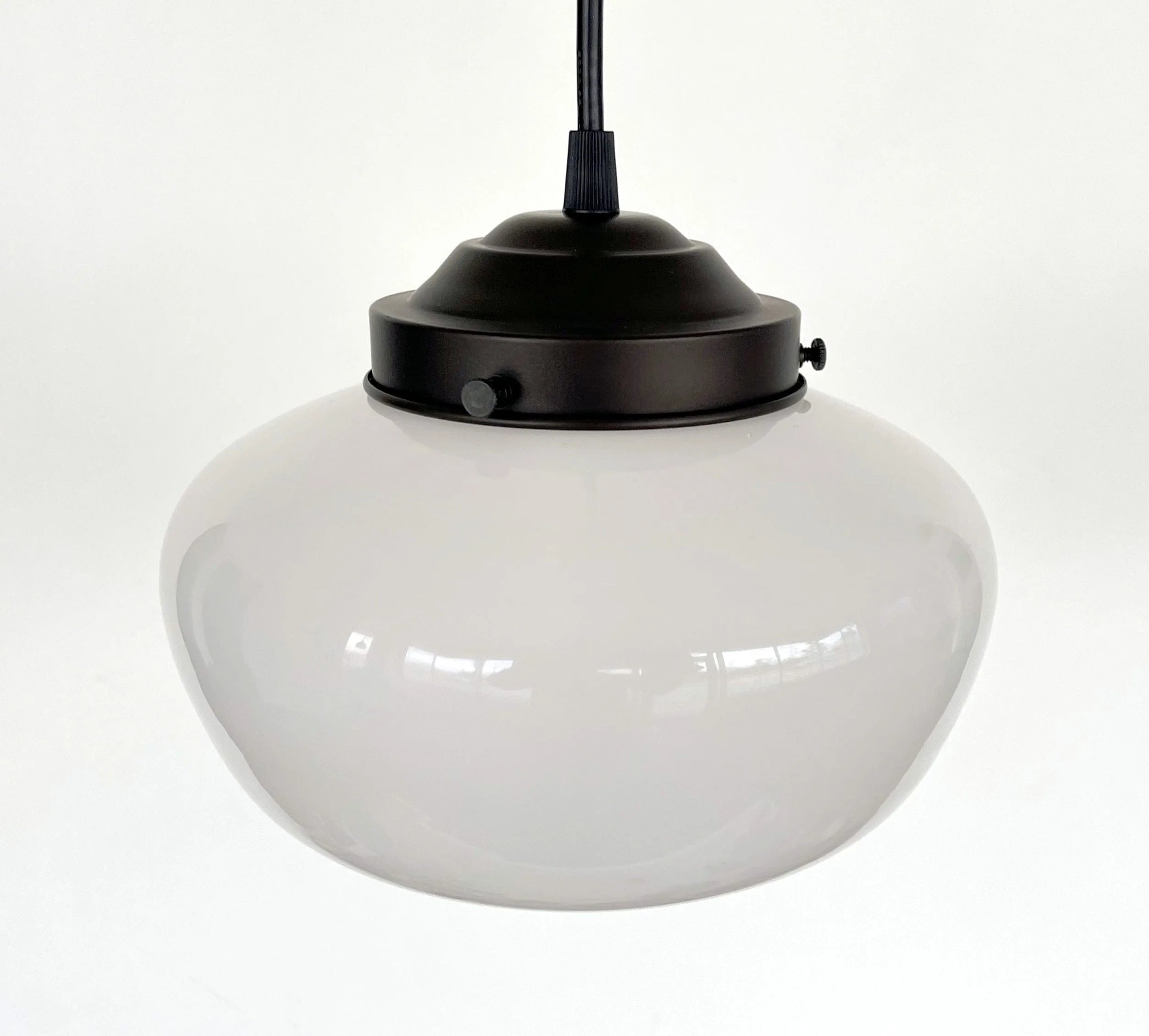 Modern Milk Glass Schoolhouse Pendant Light | 8"