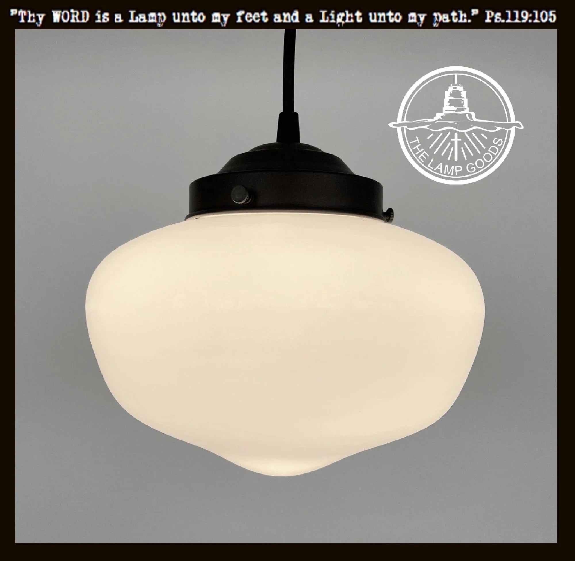Modern Milk Glass Schoolhouse Pendant Light | 8"