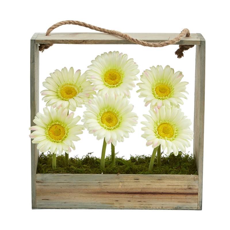 Gerber Daisy Garden Artificial Arrangement in Hanging Frame