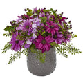 Daisy Bush in Gray Decorative Vase