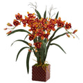 29" Cymbidium Orchid Artificial Arrangement in Red Vase