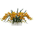 Cymbidium Artificial Arrangement in White Vase