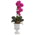Phalaenopsis Orchid and Succulent Artificial Arrangement in Urn