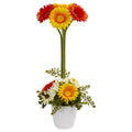 Gerber Daisy Artificial Arrangement in Ceramic Vase