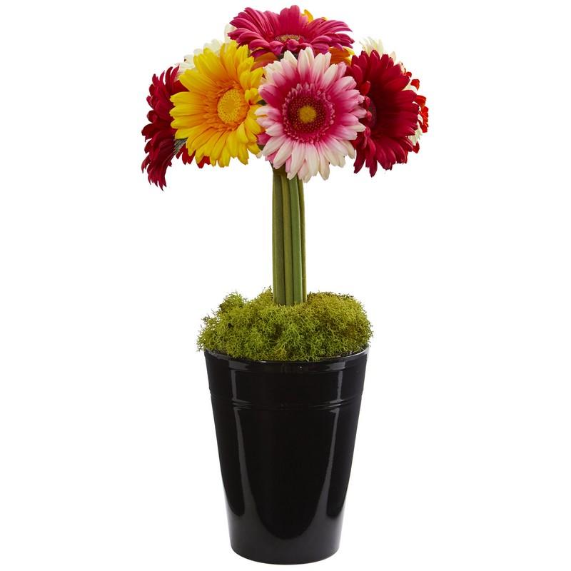Gerber Daisy Artificial Arrangement in Black Vase