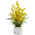 Dancing Lady Orchid Artificial Arrangement in Marble Finished Vase