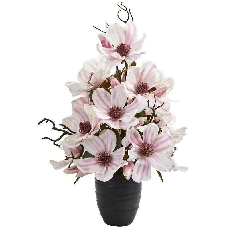 Magnolia Artificial Arrangement in Black Vase