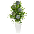 3'Ball Flower & Grass Artificial Arrangement in Planter