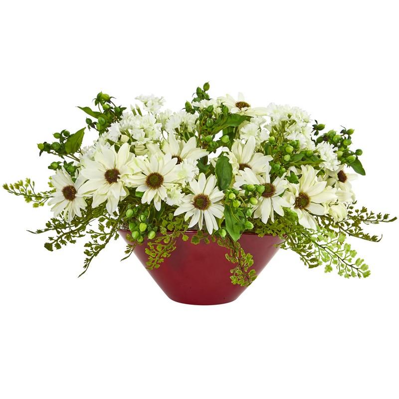 Daisy Artificial Arrangement in White Vase
