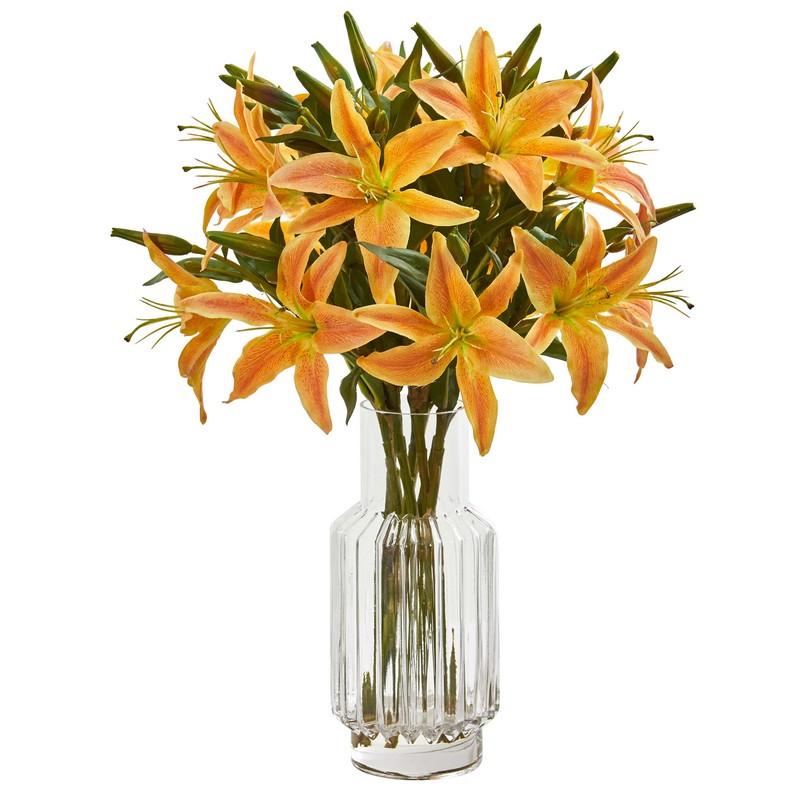 Lilly Artificial Arrangement in Glass Vase
