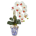 31" Phalaenopsis Orchid Artificial Arrangement in Weathered Ocean Vase
