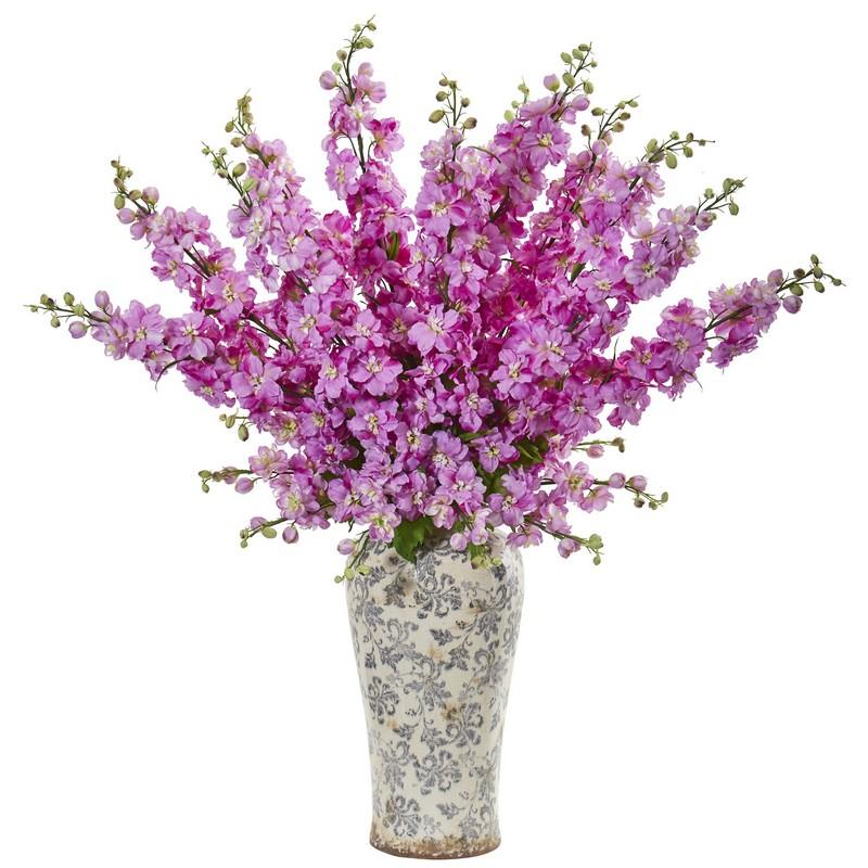 38" Delphinium Artificial Arrangement in Decorative Vase