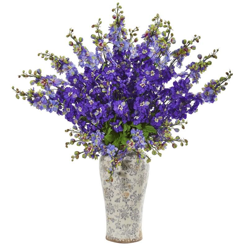 38" Delphinium Artificial Arrangement in Decorative Vase