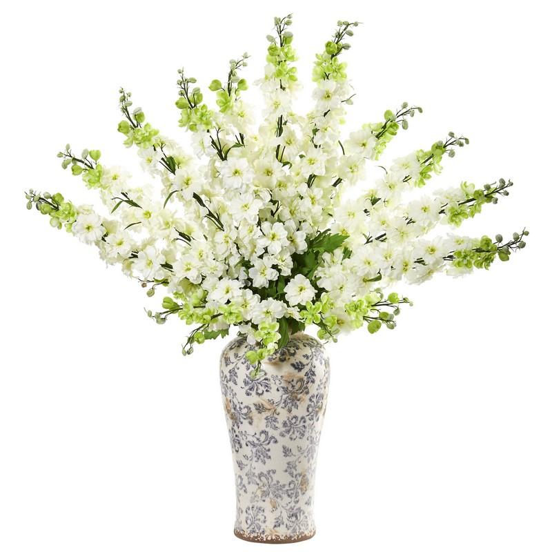 38" Delphinium Artificial Arrangement in Decorative Vase