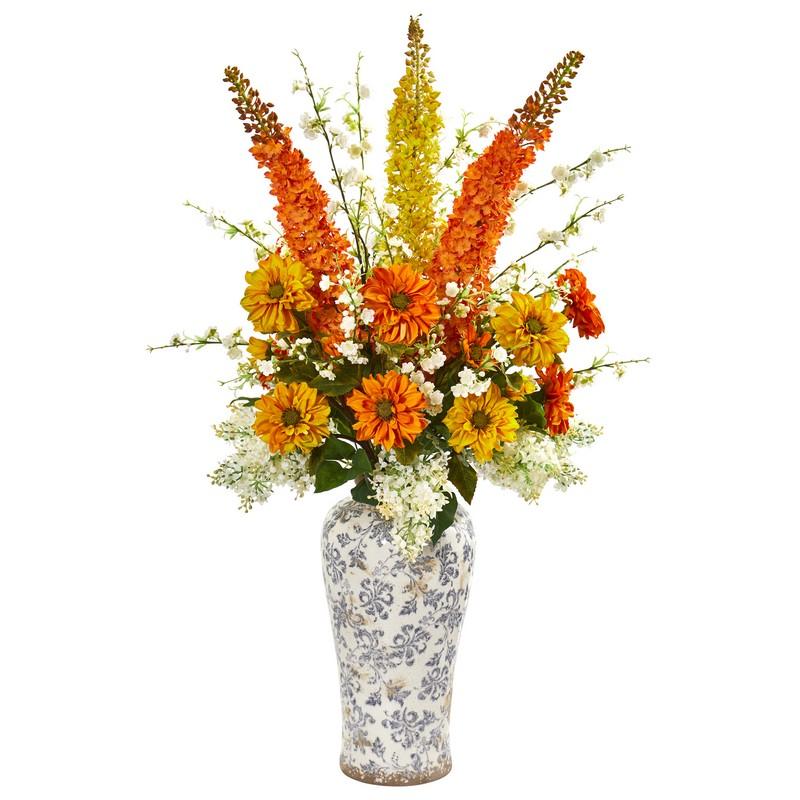 41" Mix Floral Artificial Arrangement in Decorative Urn