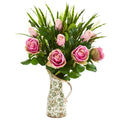 Rose and Vanilla Grass Artificial Arrangement in Vase