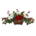 Poinsettia, Hydrangea and Ivy Artificial Arrangement