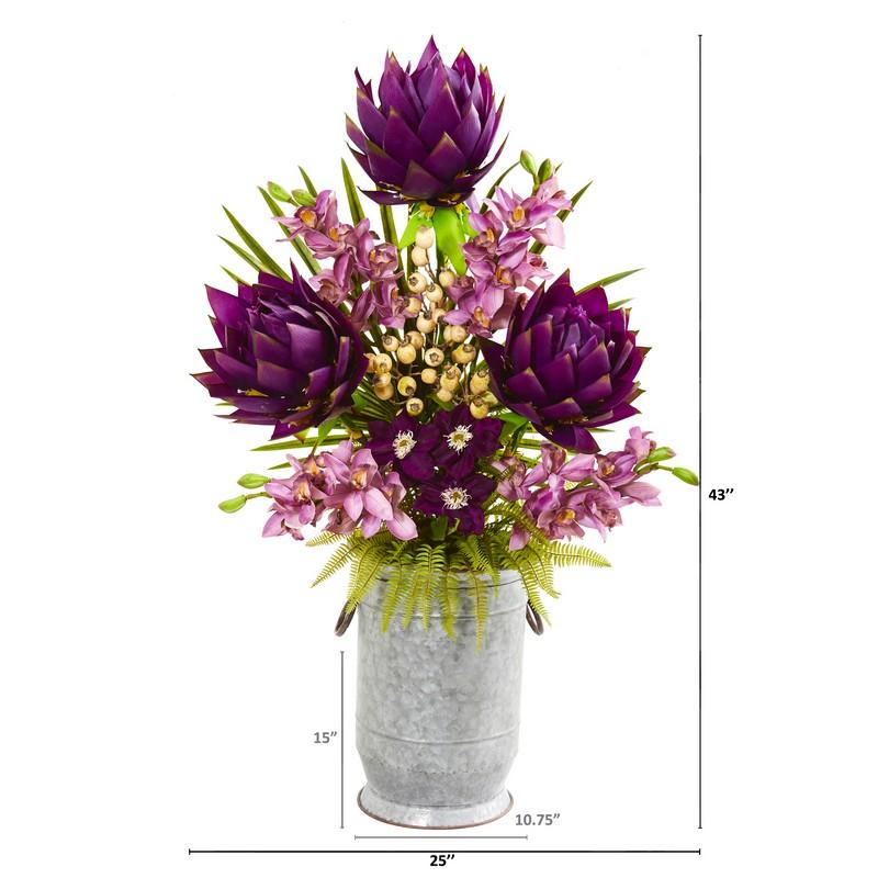 43" Mixed Floral and Orchid Artificial Arrangement