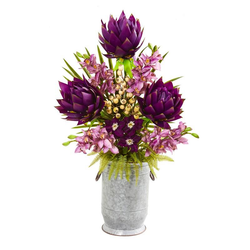 43" Mixed Floral and Orchid Artificial Arrangement