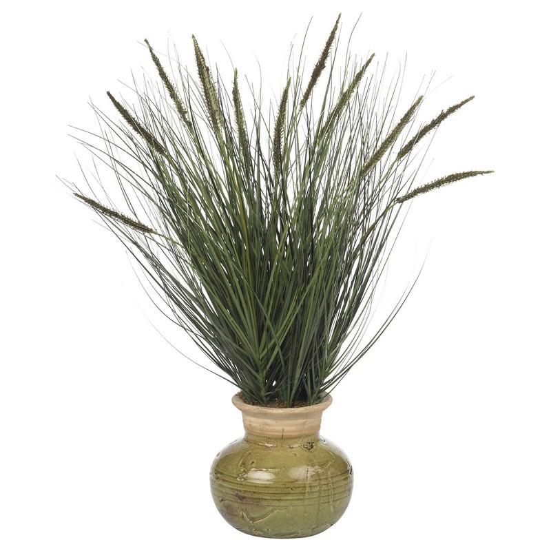 27" Grass w/Mini Cattails Silk Plant