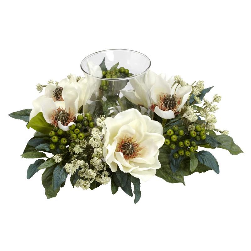 Magnolia Candelabrum Silk Flower Arrangement