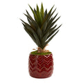 Agave Artificial Plant in Red Planter