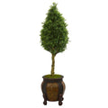 4.5'Boxwood Cone Artificial Tree in Decorative Planter