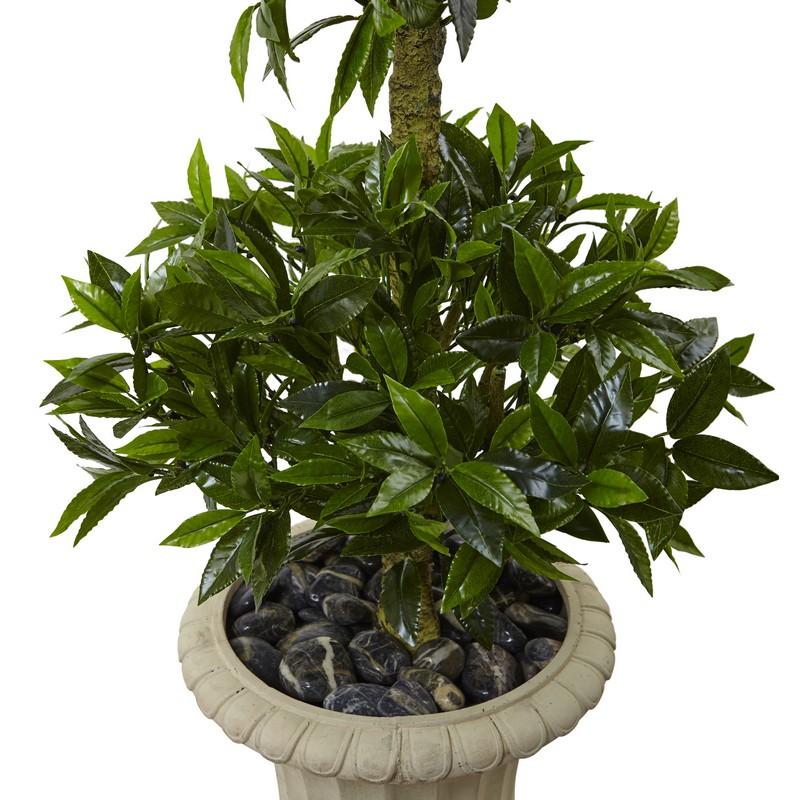 5.5'Triple Bay Leaf Topiary Artificial Tree in Urn UV Resistant (Indoor/Outdoor)