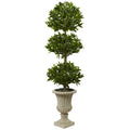 5.5'Triple Bay Leaf Topiary Artificial Tree in Urn UV Resistant (Indoor/Outdoor)