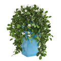 28" Stephanotis Artificial Plant in Turquoise Planter